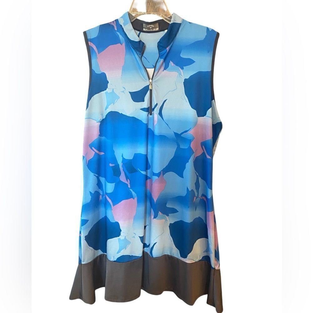 Callaway Sz XL Blue Geometric Print Opti-Dry Sporty Pickleball Golf Casual Dress